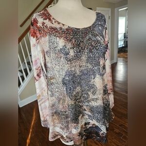 New Directions Boho Long Sleeve Mini Dress Large